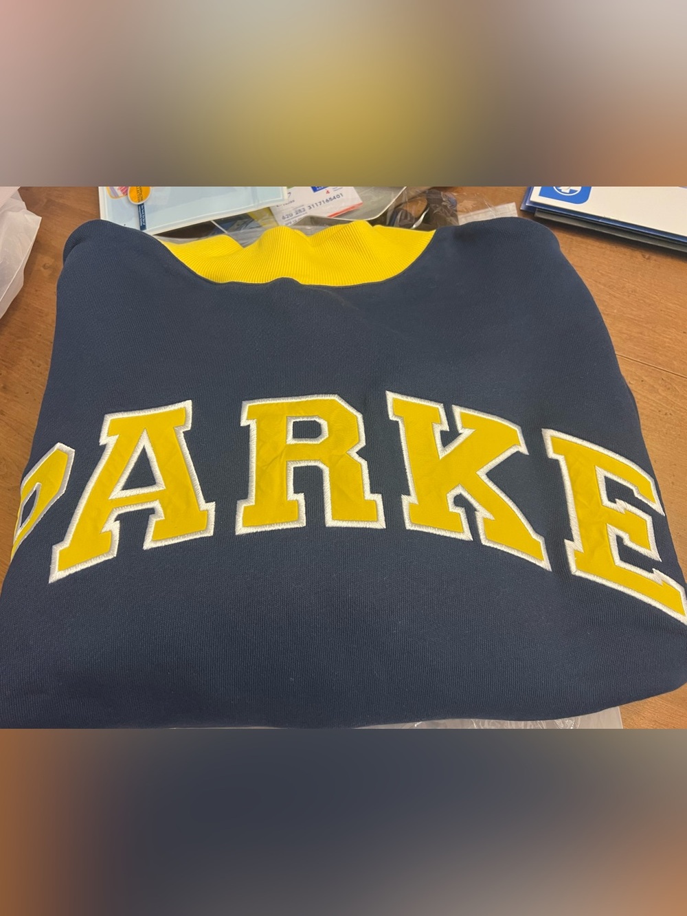 Parke Navy & Yellow MOCKNECK Sweatshirt L/XL